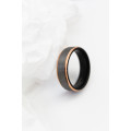 Tungsten Black and Rose Gold Flat Brushed Ring - 8mm