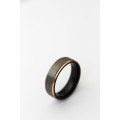 Tungsten Black and Rose Gold Flat Brushed Ring - 8mm