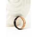 Tungsten Black Rose Gold Ring Domed 8mm
