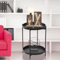 2-Tier Metal Round Tray Coffee Table