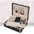 Faux Leather Double Layer Jewellery Organiser - Black