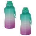 3.8L Giant Motivational Water Bottle Green and Purple - 2 Pack