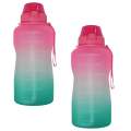 3.8L Giant Motivational Water Bottle Pink and Green - 2 Pack