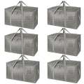 6 Pack Oversized Heavy-Duty Storage Tote Moving Bags with Reinforced Handles