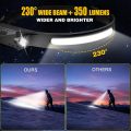 Wide Beam Rechargeable LED Headlamp with Motion Sensor  2 Pack