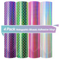Holographic Mosaic self adhesive craft vinyl - Purple Mermaid