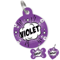 Personalised Pet ID Tag-Comic Purple