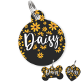 Personalised Pet ID Tag- Black Daisy