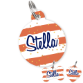 Personalised Pet ID Tag-Golden Glam Peach & White Stripes
