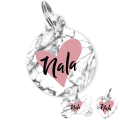 Personalised Pet ID Tag-Marble Pink & White