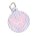 Personalised Pet ID Tag-Pink Heart and Purple Stripes