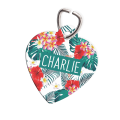 Personalised Pet ID Tag-Tropical Leaves & Red Flowers