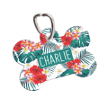 Personalised Pet ID Tag-Tropical Leaves & Red Flowers