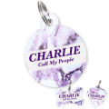 Personalised Pet ID Tag-Marble Purple & White