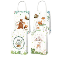 Party Favor Bags with Handles - Woodland Greenery Animal Theme -12 Bags