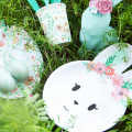 Egg Shaped Paper Plate (Set of 8) (Bunny Flowers)