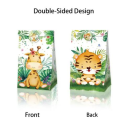 Party Favor Bags with Stickers - Greenery Wild Animals Theme - 12 Bags