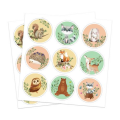 Party Favor Bags with Stickers - Woodland Greenery Animal Theme (12 Bags)