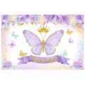 Kids Birthday Party Table &amp; Photography Backdrop - Purple Butterfly