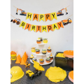 Construction Themed Happy Birthday Banner (Yellow &amp; Orange)