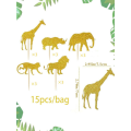 Gold Glitter Safari Animals Cupcake Toppers - 15 Toppers