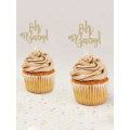Gold Glitter Oh Baby Cupcake Toppers - 10 Toppers