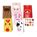 Party Favor Bags with Stickers - Farm Animal Faces Theme (12 Bags)