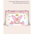 Kids Birthday Party Table &amp; Photography Backdrop - Pink Butterfly