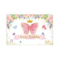 Small Kids Birthday Party Table and Photography Backdrop (Crown Butterfly)