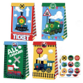Party Favor Bags with Stickers - All Aboard Train Theme - 12 Bags