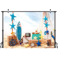 Kids Birthday Party Table and Photography Backdrop - Beach Surfing Theme