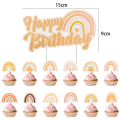 Pastel Rainbow Cake and Cupcake Topper Set (12 Toppers)