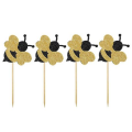 Glitter Bee Cupcake Toppers (12 Toppers)