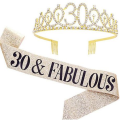30th Birhtday Adult Sash and Crown Party Set