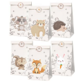 Party Favor Bags with Stickers - Woodland Animal Theme (12 Bags)