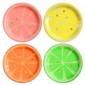 Pink / Coral Round Fruit Paper Plates Large (8 Plates)