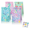 Party Favor Bags with Stickers - Multi-Colored Mermaid Theme -12 Bags