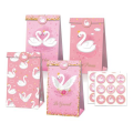 Party Favor Bags with Stickers - Swan Princess Theme (12 Bags)