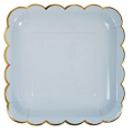 Blue Square Scallop Pastel Paper Plates Large (8 Plates)