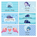 Unisex Baby Shower Gift Cards (Whales) (Set of 6)