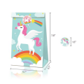 Party Favor Bags with Stickers - Rainbow Unicorn - 12 Bags