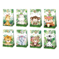 Party Favor Bags with Stickers - Greenery Wild Animals Theme - 12 Bags