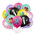 Retro Disco Themed Latex Balloon Set - 12 Balloons (Black)