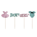 Glitter Boy or Girl Gender Reveal Cupcake Toppers - 12 Toppers