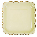 Yellow Square Scallop Pastel Paper Plates Large (8 Plates)