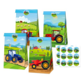 Party Favor Bags with Stickers - Tractor Farming Theme - 12 Bags