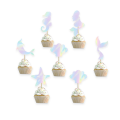 Holographic Mermaid Themed Cupcake Toppers (7 Toppers)