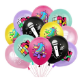 Retro Disco Themed Latex Balloon Set - 12 Balloons (Black)