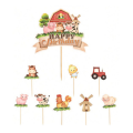 Farm themed cake and cupcake toppers (9 piece)