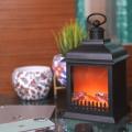 Antique Warming LED Fireplace Lantern Large